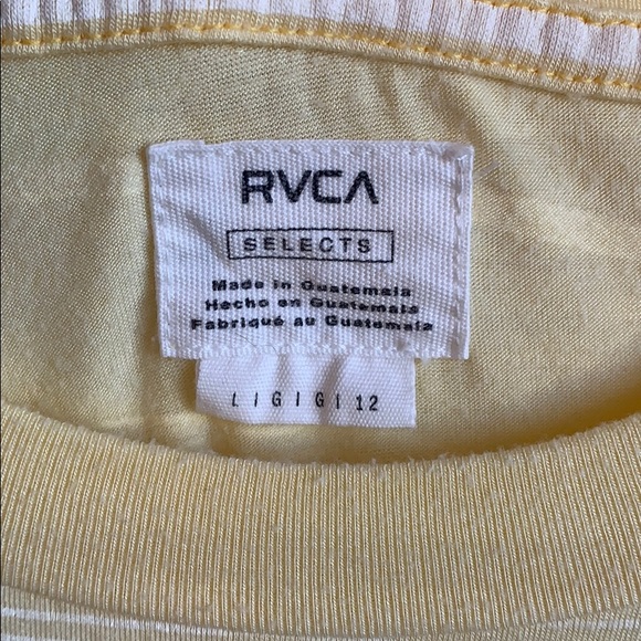 Yellow and White Striped RVCA T-Shirt - Picture 3 of 3